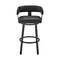 Armen Living Lorin 30" Bar Height Swivel Bar Stool in Black Finish and Black Faux Leather LCLRBABLBL30 - alternate 2